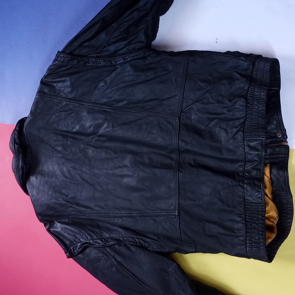 RARE Vintage Arctic Life Thick Leather Aviator Biker Jacket Dinno Gallucci - Picture 12 of 14